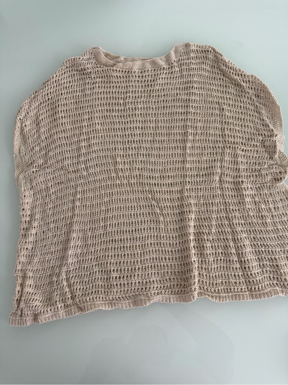 Max Studio Beige Open-Weave Crochet Pullover